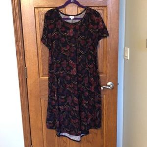 Lularoe Black, Purple, Red Print Carly Dress NWOT